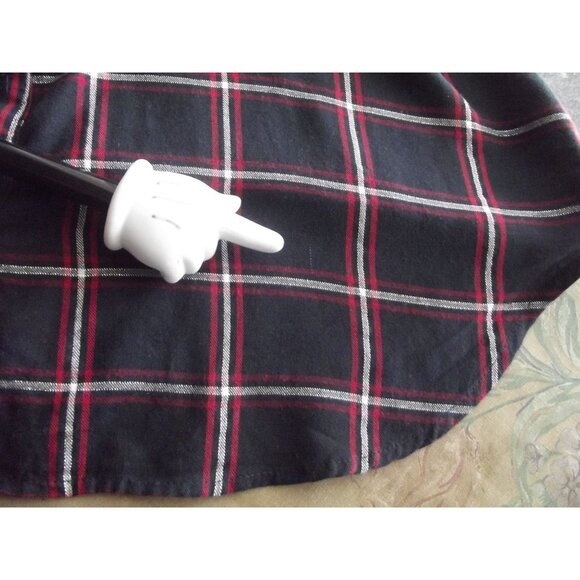 Company One Woman Shirt Plus 1X Navy Blue red Silver Metallic Plaid button-down - Picture 4 of 13